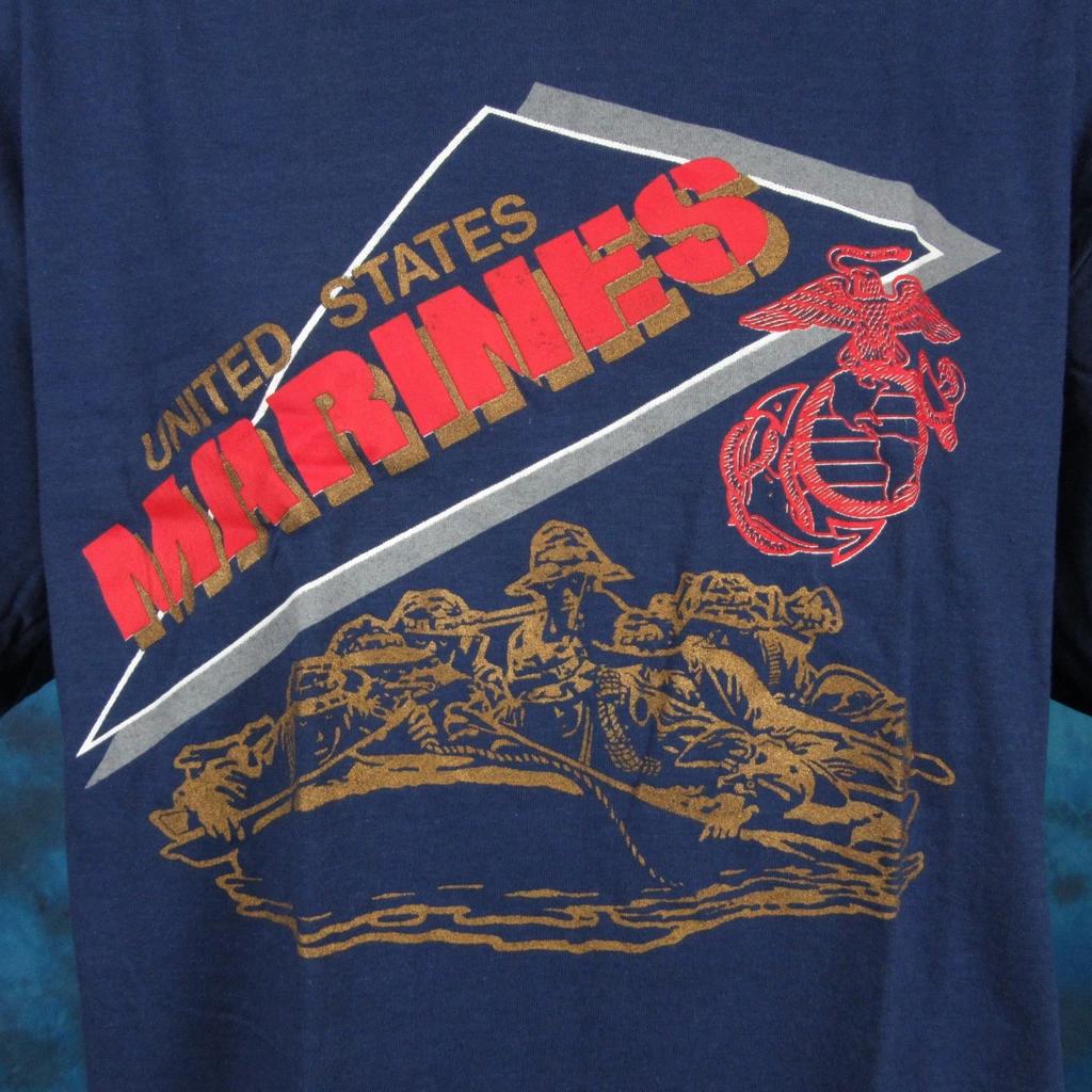 NOS vtg 80s USMC US MARINE CORPS PAPER THIN T-Shirt LARGE/XL single stitch