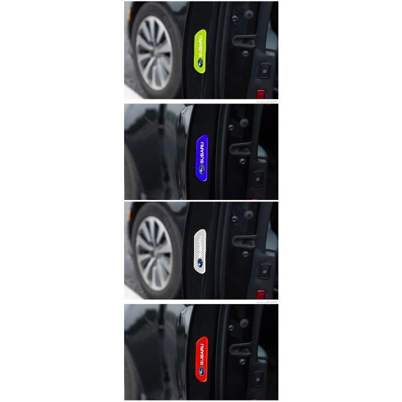 4PCS Car Door Safety Warning Reflective Mark 3D Sticker Car Accessories For Subaru WRX STI Forester Tribeca Levorg Impreza XV Outback