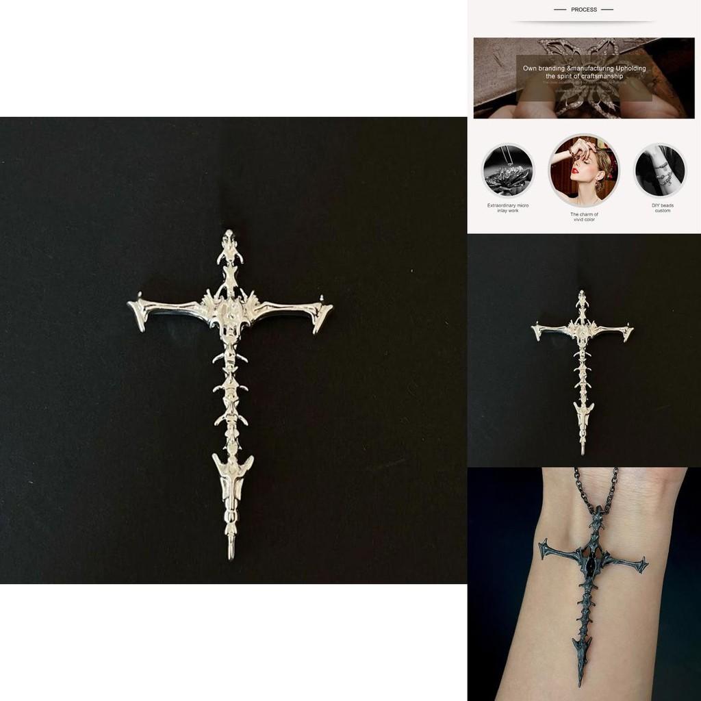 Dark Gothic Skull Cross Pendant Necklace Retro Fashionable Alloy Jewelry For Men And Women