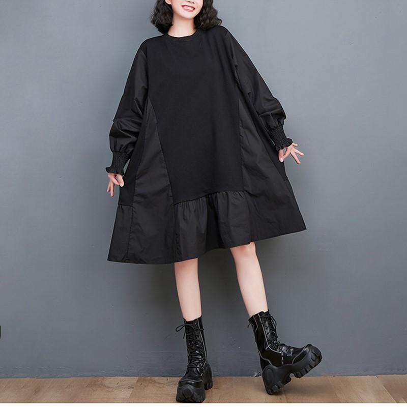 Long Sleeve Plus Size Vintage New In Dresses for Women Casual Loose Midi Spring Autumn Dress