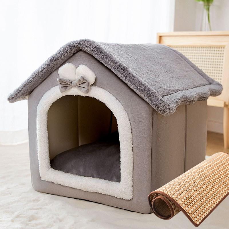 Casă pentru câini detașabilă și lavabilă cu două suprafețe Litier universal pentru pisici Cort de toamnă și iarnă Pat pentru câini Casă pentru pisici pentru animale de companie Casă pentru câini
