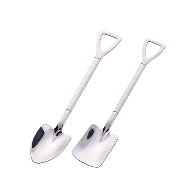 2pcs Shovel Spoons Stainless Steel TeaSpoons Creative Coffee Spoon For Ice cream Dessert Scoop Tableware Cutlery set