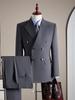 Refined Tencel Lyocell Wool Slim Fit Double-Breasted Suit for Men – High-End Business Casual Style