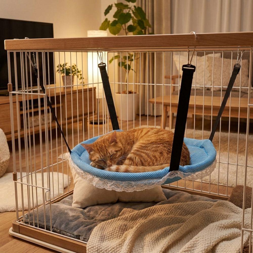 Comfortable Hanging Cat Bed Adjustable Lanyard Pet Cage Hammock Durable Cat Nest For Cat Cage