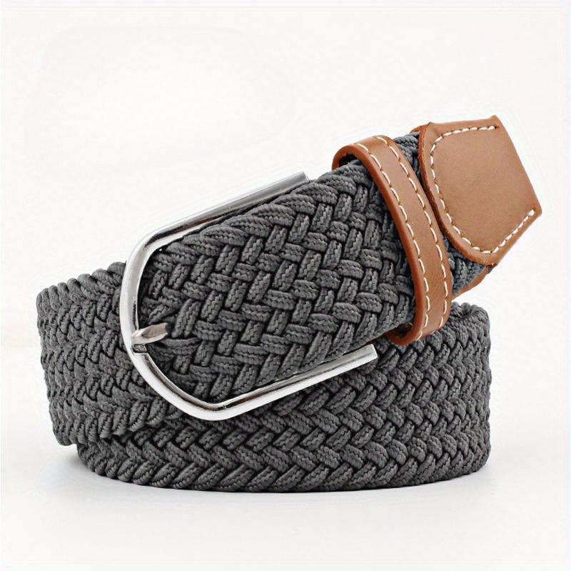 Casual Knitted Pin Buckle Women Belt Woven Canvas Elastic Expandable Braided Stretch Jeans Belts for Men