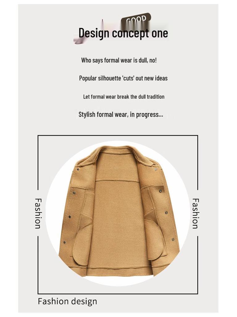 Men's Double-Sided Wool Twill Jacket - Casual Lapel Style for All Ages