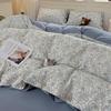 Retro Floral Linen Bedding Set: Autumn & Winter 4-Piece with Button Duvet Cover & Sheet
