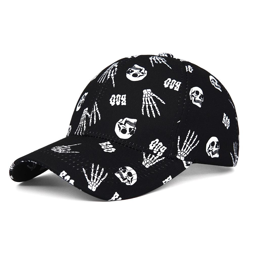

Skull Print Baseball Cap Men Women Unisex Funny Snapback Summer Sun Hat Halloween Holiday Casual Hip Hop Street Dance Party Club 56-58cm чорний