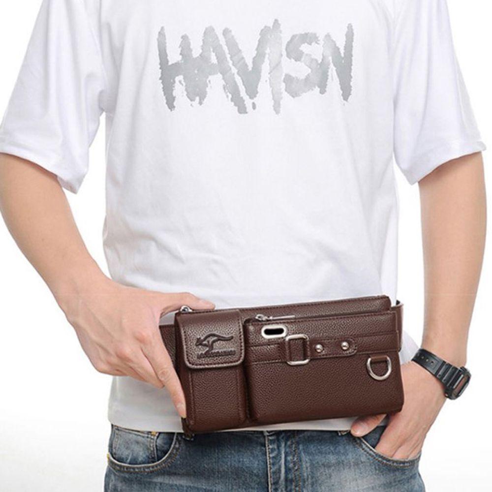 PU Leather Carry Case Purse Chest Bag Crossbody Bag Mens Belt Bag Phone Pouch Waist Packs