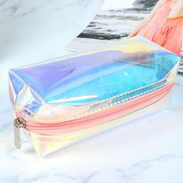 Transparente TPU Make-up Tasche Laser Bunter Federmäppchen Tragbare Aufbewahrung Für Studenten
