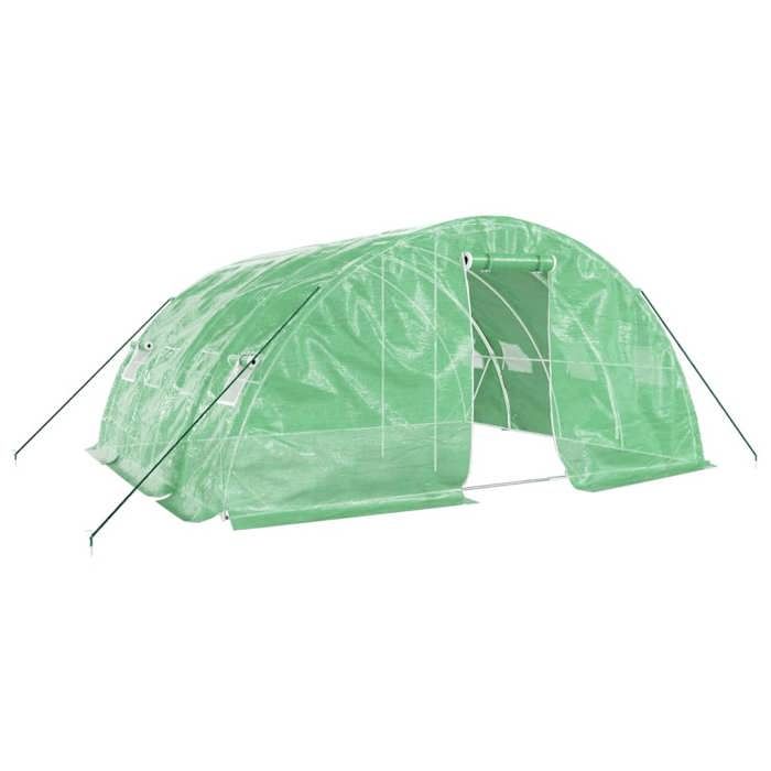 VidaXL Serre avec cadre en acier vert 20 m² 5x4x2,3 m, polytunnel, serre à cadre froid, serre pour tomate, serre de jardin, 3188083