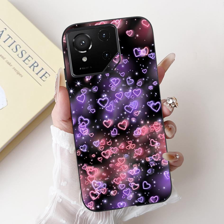 For Asus Rog Phone 9 Pro 5G Case Popular Flower Cartoon Soft Black Silicone Shockproof Cover For Asus Rog Phone 9 FE Phone9 Capa