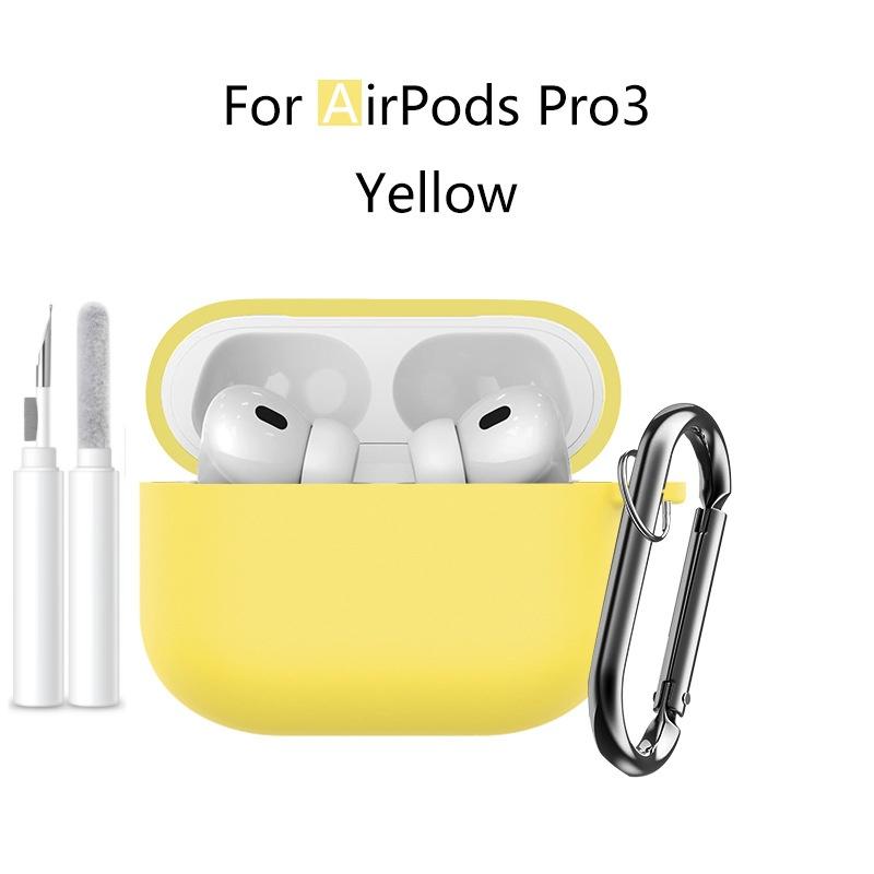 New 2025 For Apple Airpods Pro 3 Case Soft Silicone Full Protective Cover with Cleaning Kit and Keychain for Airpods Pro 3 Case