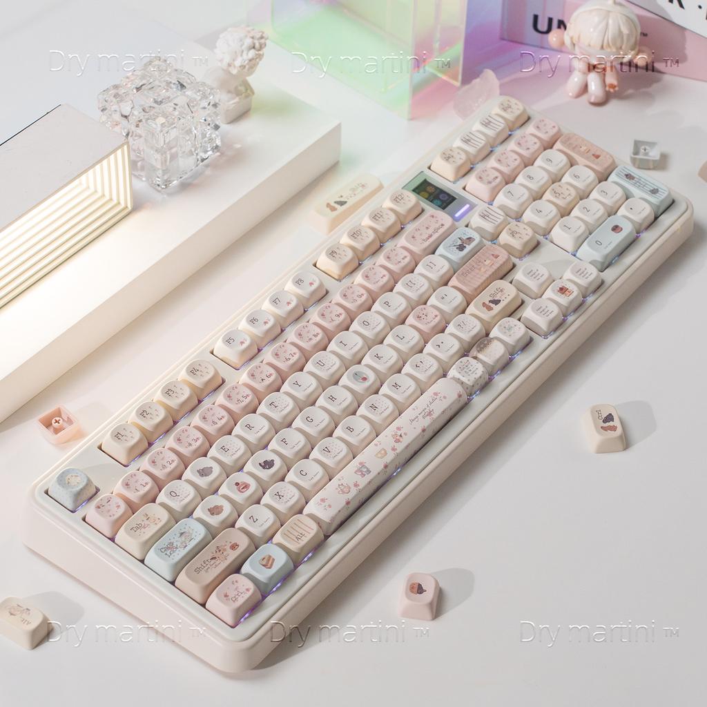 MAIMOOO Keycaps Rabbit Dessert Party Warm Color PBT Rounded Sublimation Keyboard Cute Keycaps Moa 114keys