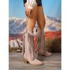 Embroidered Big Yard Pointed Toe High Heel Tassel Boots Women's 2025 Winter New Ethnic Style Thick-heeled Knight Boots