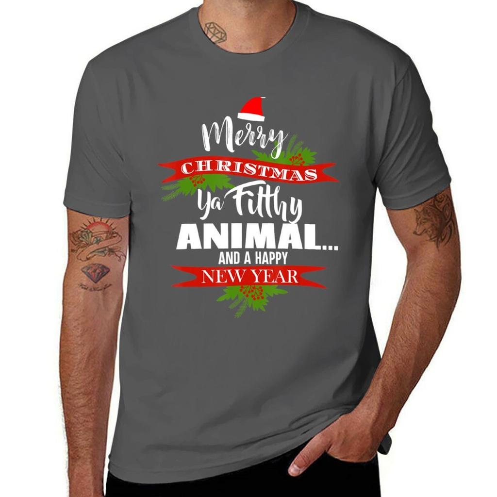 Merry Christmas Ya Filthy Animal Christmas TShirt AntiFade Casual Tee Shirt