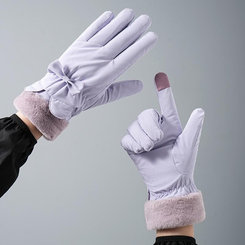 Womens Warm Fleece-Lined Windproof Touchscreen Gloves Outdoor Cycling Skiing Student Use