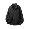 Men's Autumn Knit Cardigan - Loose Casual Stand Collar Jacket with Long Sleeves and Half High Collar Zipper.