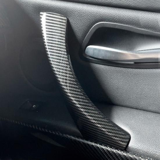 Right Carbon Inner Door Panel Handle Pull Cover Trim For BMW 3 Series E90 04-12
