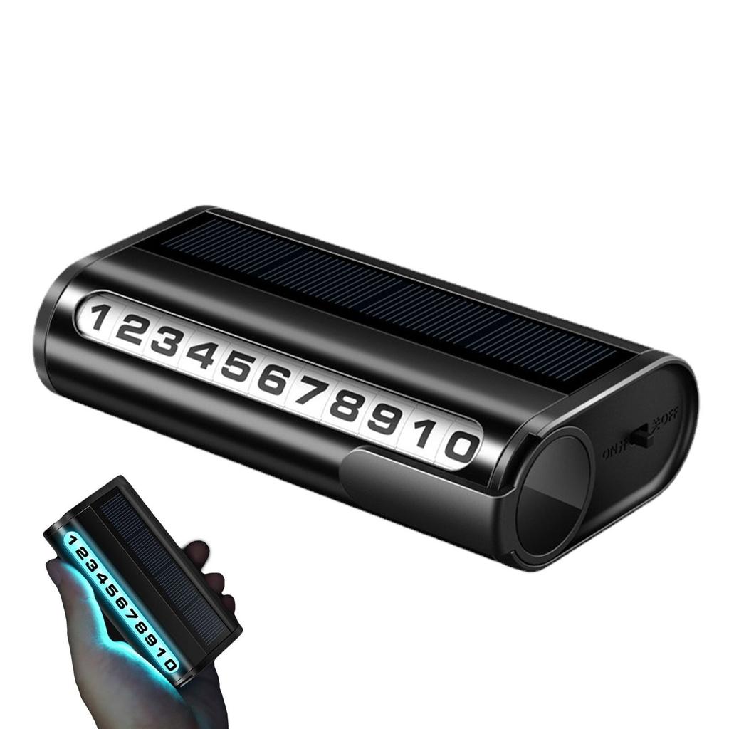Car Parking Number Plate Luminous Auto Parking Card Solar Charging Temporary Stop Phone Number Card Decoration Accessory