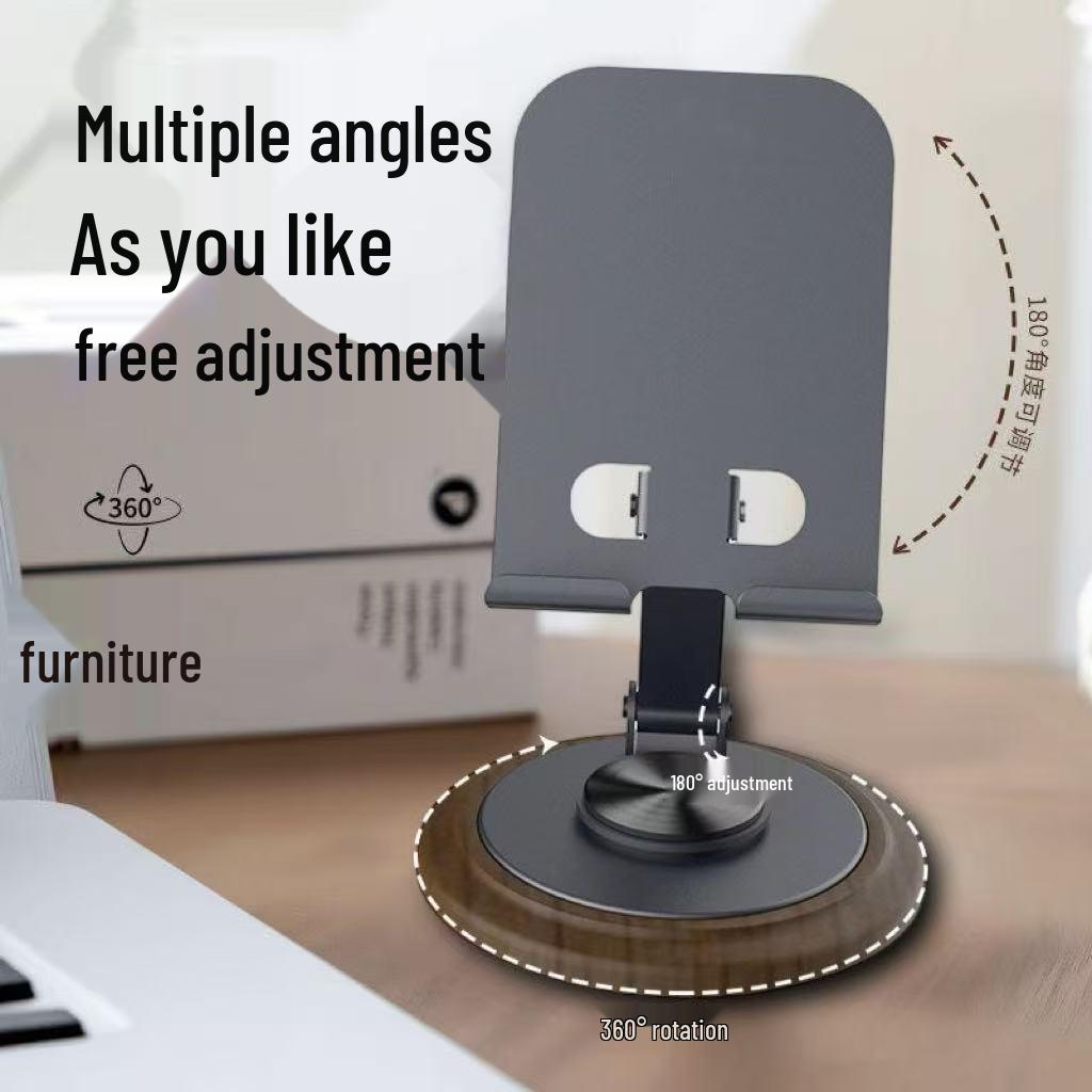 Walnut 360° Rotating Foldable Desktop Phone Stand - Portable & Weighted for Live Streaming