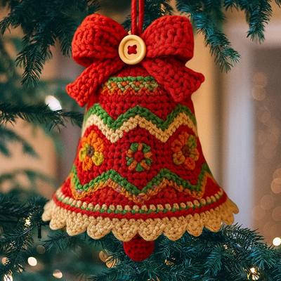 1/5Pcs Handmade Christmas Bell Ornament DIY Knitted Santa Claus Bell Crochet Festive Decoration Home Seasonal Decor