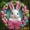 1pc Classic Easter Bunny Acrylic Sign - 8x8 Inch Round Wall Decor, Multipurpose Animal Theme Plaque - Charming Wreath Centerpiece