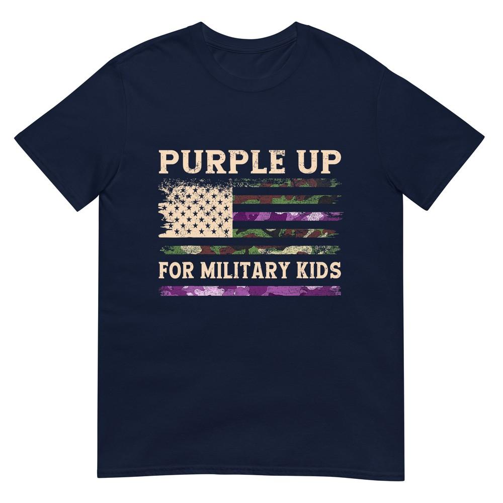 Purple Up For Military Kids Military Child Month Usa Flag Tshirt S