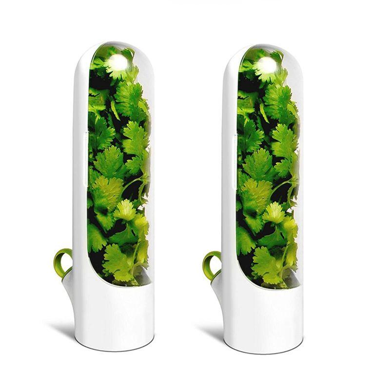 BHBL 2PCS Capsule Case Fresh-Keeping Box Cup Type Food Storage Container Vegetable Preservation for Dill Coriander