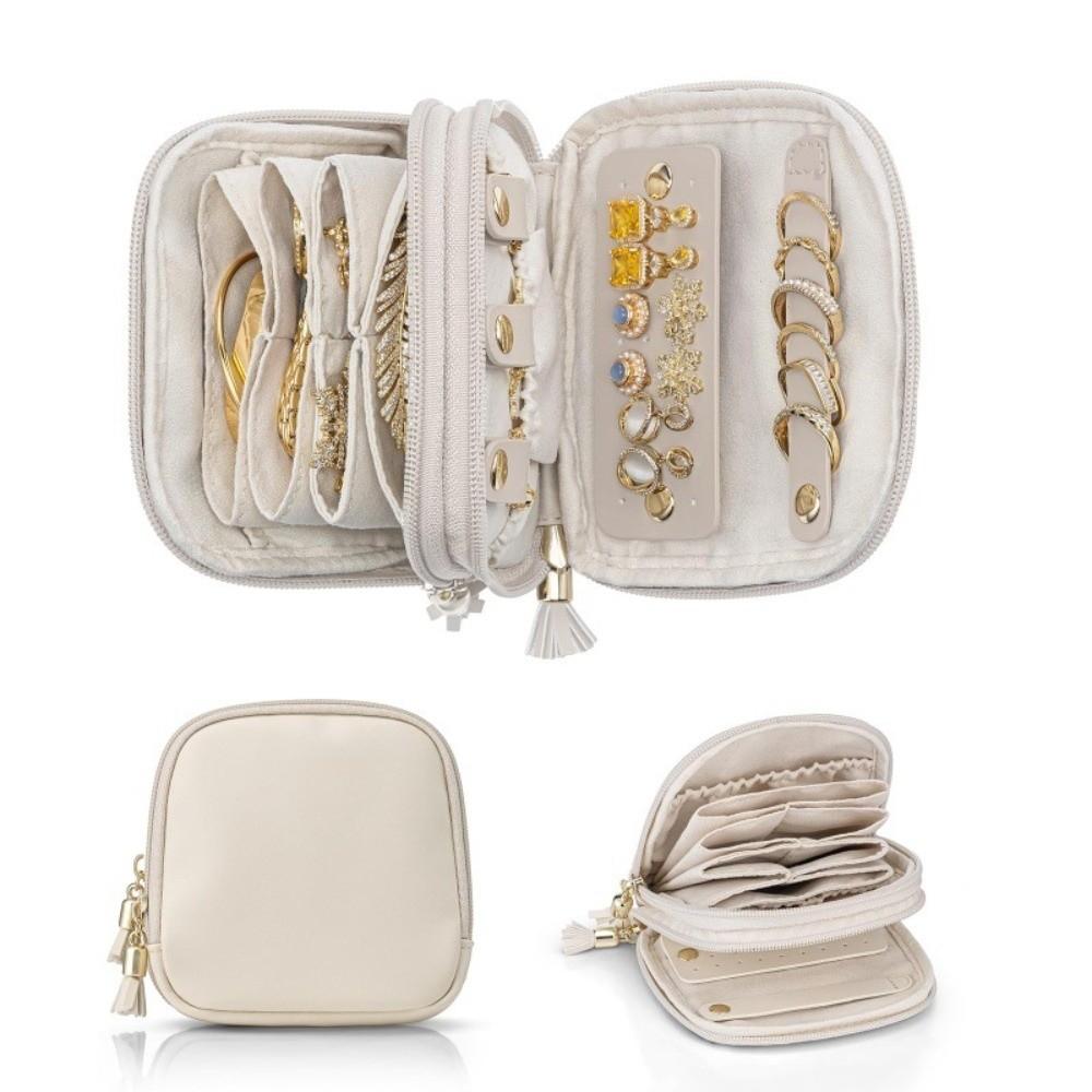 Foldable Jewelry Organizer with Zipper Tangle-free Jewelry Storage Case Large Capacity Portable Storage Bag for Rings//Earrings