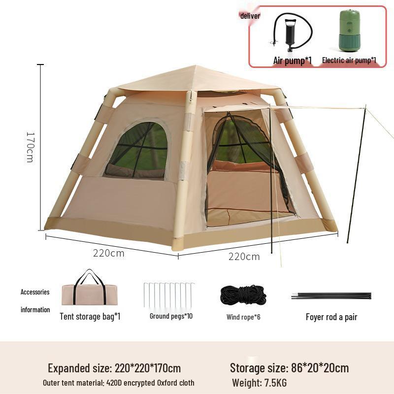 Portable Rainproof 3-5 Person Inflatable Tent - Fully Automatic Outdoor Camping Gear