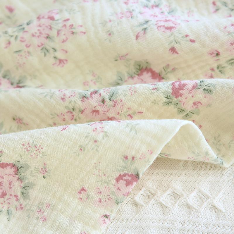 Women's Autumn Long Sleeve Cotton Floral Crinkle Fabric Plus Size Homewear Set