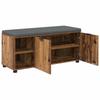 Hallway Bench with Cushion Shelf and Door Reclaimed Wood Look 100 x 38 x 46 cm