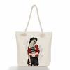 Multifunctional Coffee-colored Girl Printed Thick Rope Shoulder Beach Bag Casual Large Capacity Handbag 0107