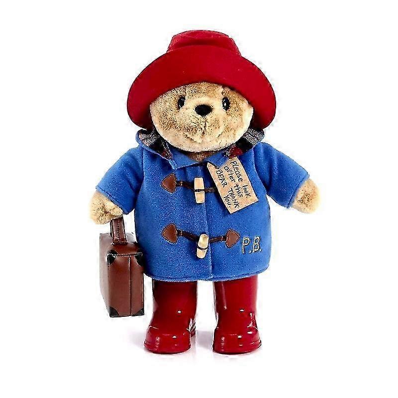 26-27 Classic Paddington Bear with Boots - Standing Plush - Soft and cuddly Paddington teddy bear with iconic duffle coat, jungle hat and shiny red