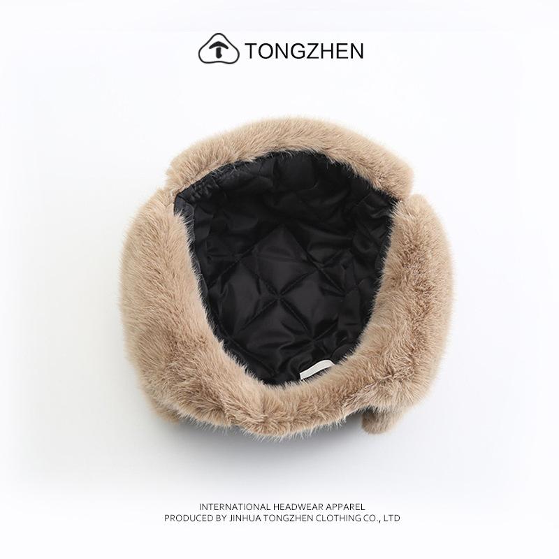 Leather Lei Feng hat, unisex, thickened for warmth, with ear protection, suitable for outdoor activities like skiing and cycling, and lined with