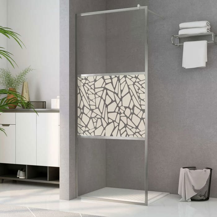 VidaXL Paroi de Douche à l'Italienne Cabine de Douche Cloison de Douche Salle de Bain Maison Intérieur Verre ESG Pierre 146652