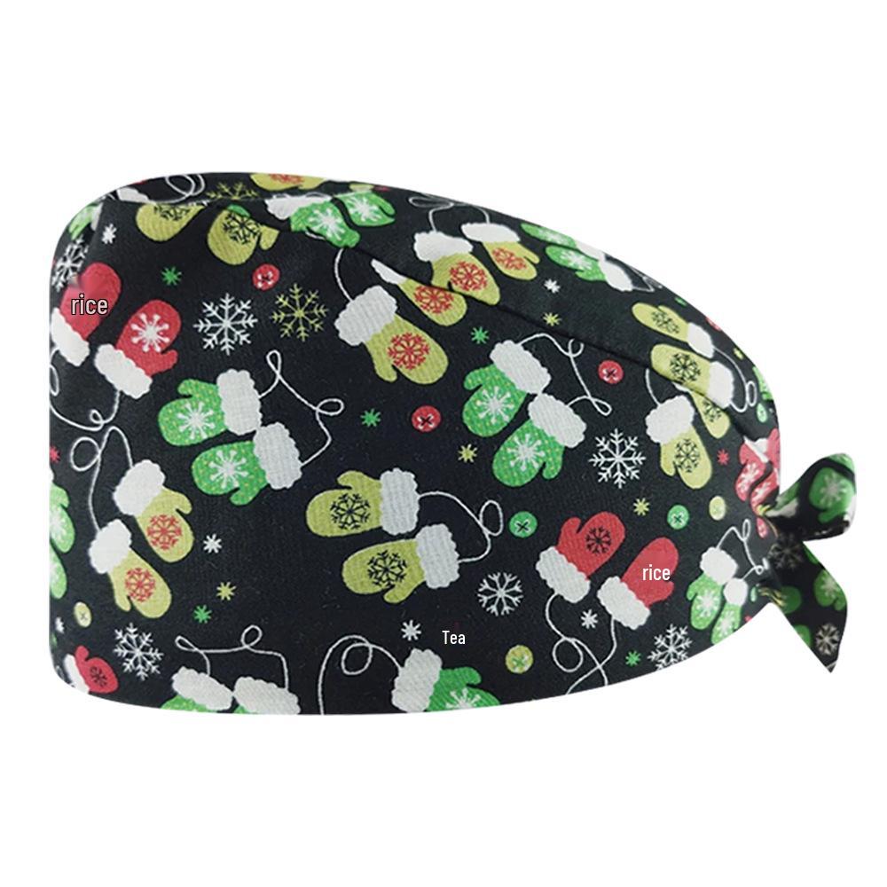 Cute Christmas Cartoon Surgical Cap - Comfortable Cotton Dustproof Head Cover for Chefs & Nurses