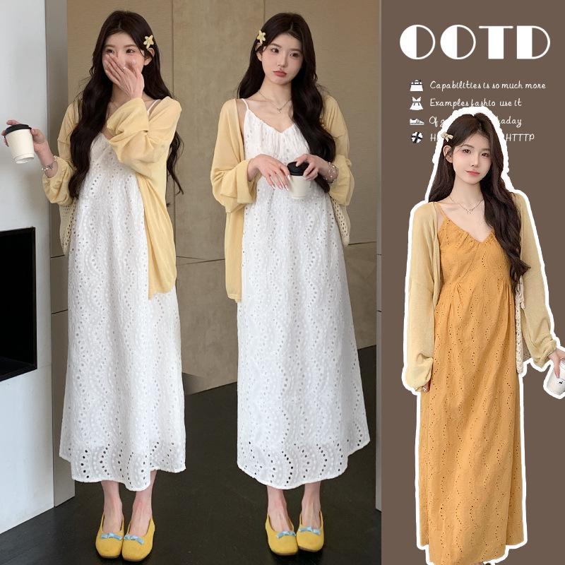 Spring 2026 French V-Neck Camisole Dress & Cardigan Set L