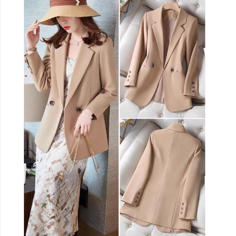 Spring Autumn Korean  Double Breasted Leisure Suit Coat Black Blazer Slim Notched Blazer Formal Clothes