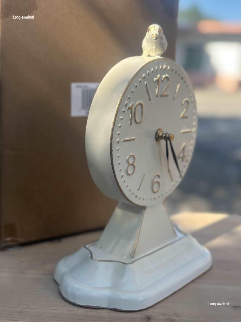 Super French Country Style Wrought Iron Retro Bird Clock - Small Antique Desk Clock