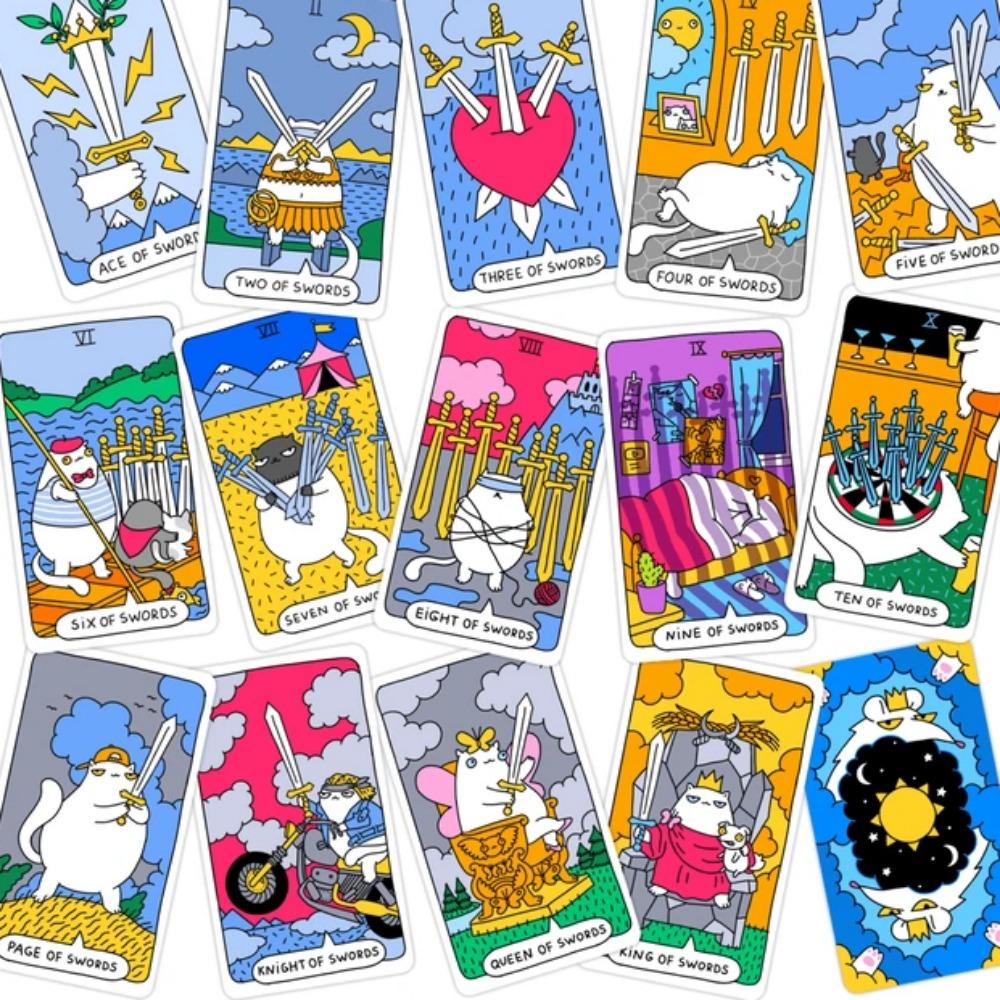 Mazzo Di Carte Dei Tarocchi Per Gatti, 78 Carte Illustrate Con Gatti, Carta Patinata Di Alta Qualità, Immagini Chiare E Colorate, Per Letture E Giochi, Regalo Per Amanti Dei Gatti E Tarocchi
