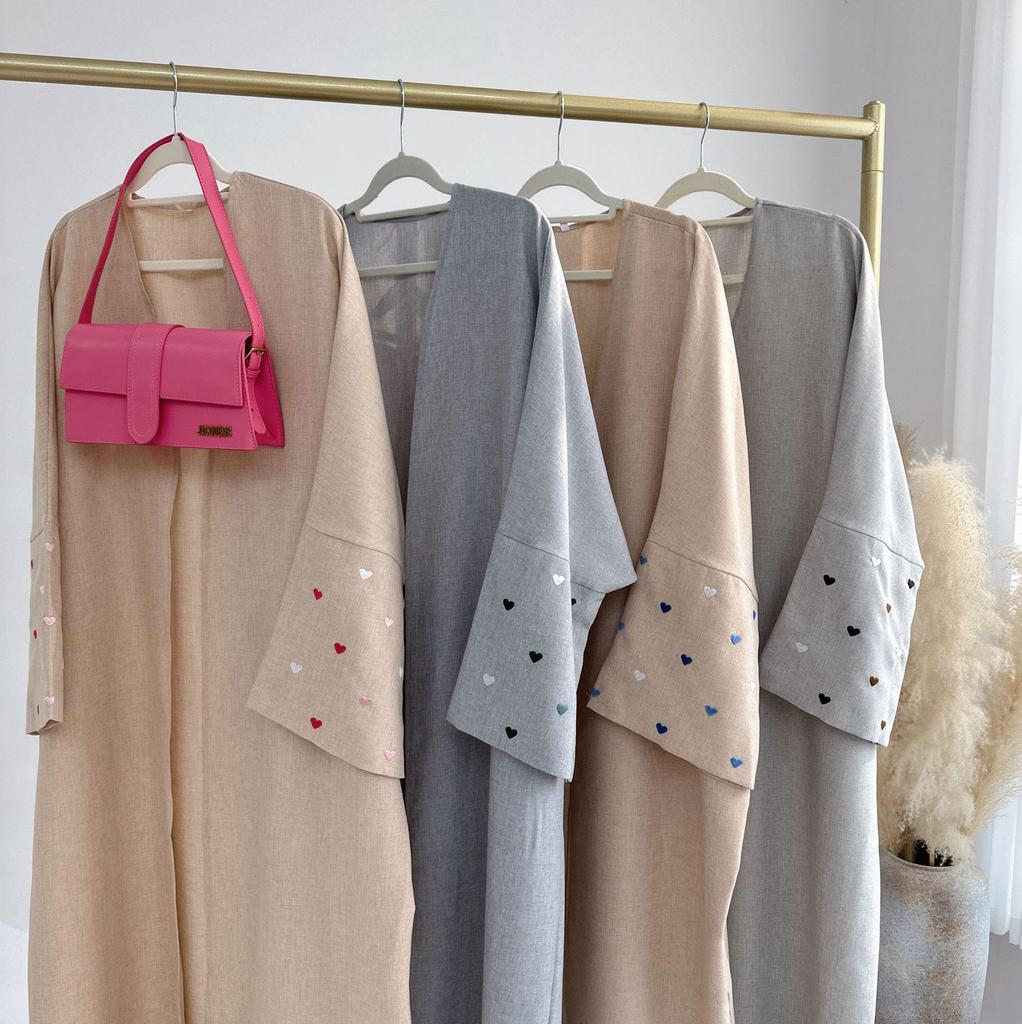 Eleganter Loriya 2024 bestickter Cardigan-Bademantel LR712 - Modischer Stil aus Dubai & der Türkei