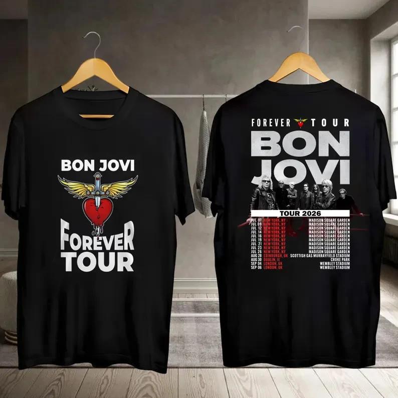 2026 Bon Jovi Forever Tour T-Shirt, Bon Jovi 2026 Concert, Bon Jovi Rock Band Sh Unisex T-Shirt XXL