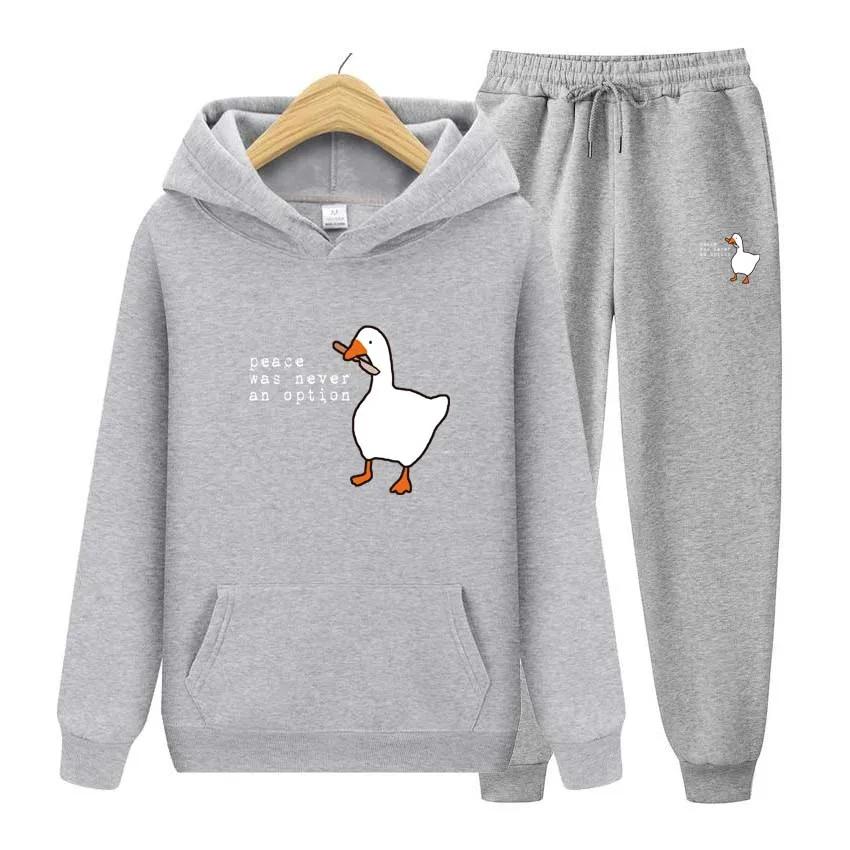 Peace Was Never An Option Two Piece Set  Printing Men Womens Hoodies Tracksuits Jogger Pants Thick Warm Clothes Men