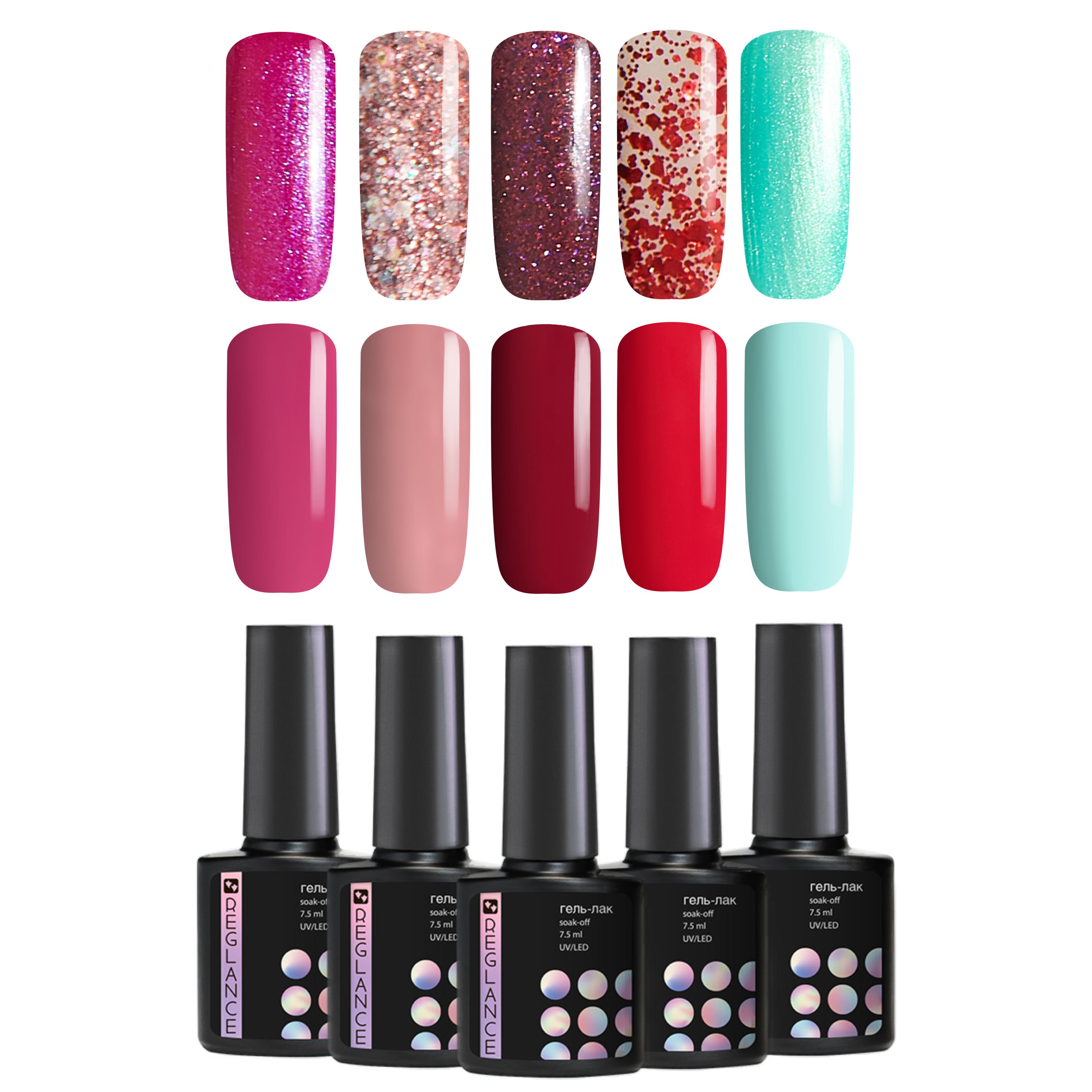 

Набір для гель-лаку 10 кольорів Reglance 7,5 мл Скляна ультрафіолетова скляна пляшка