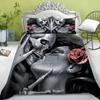 Bedding Set New Bed Cover 3D Skull Head Scary Print Family Bedroom Full Size Quilt Cover and Pillowcase Microfiber