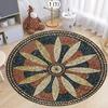 Vintage Stone Pattern Round Carpet Retro Floral Area Rug Floor Mat for Living Room Bedroom Aesthetic Home Decor Large Carpet