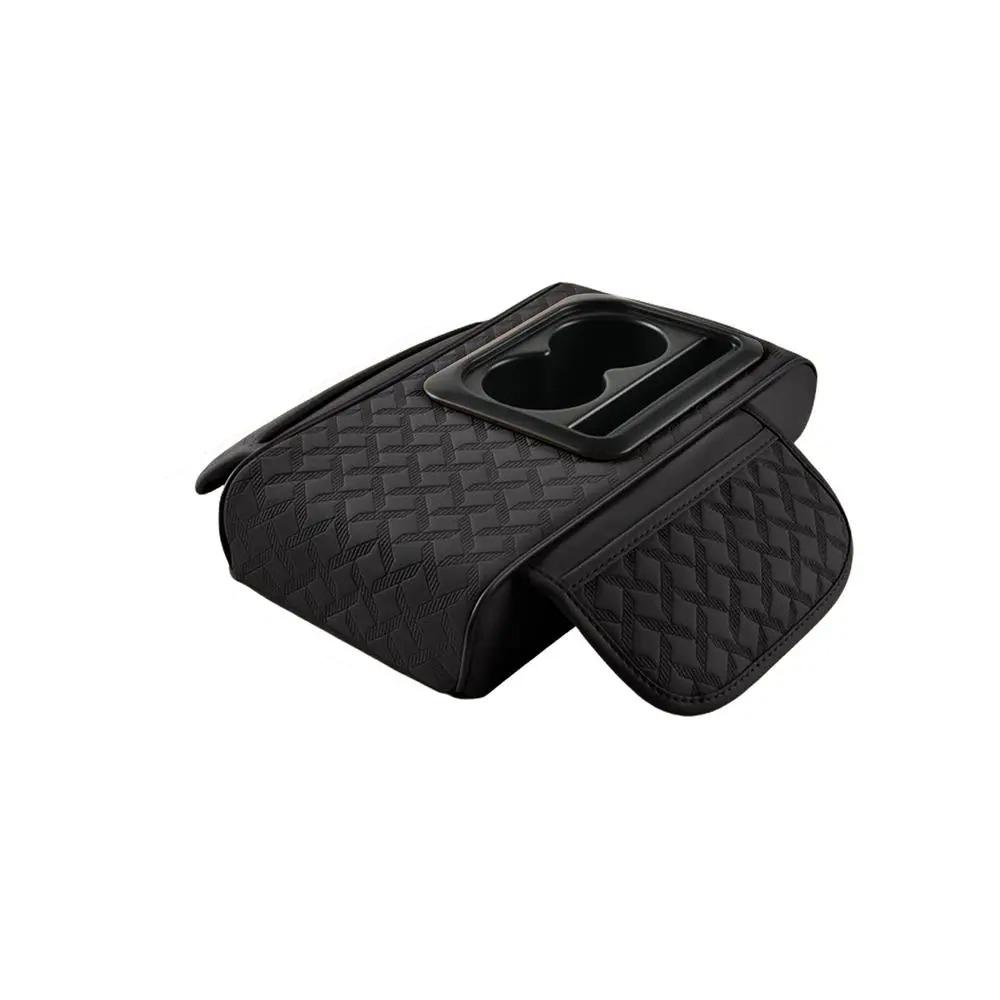 Car Armrest Pads Organizer, Car Armrest Extender with Storage, Leather Tissue Box Holder, Storage Tray Height Adjuster for Cente