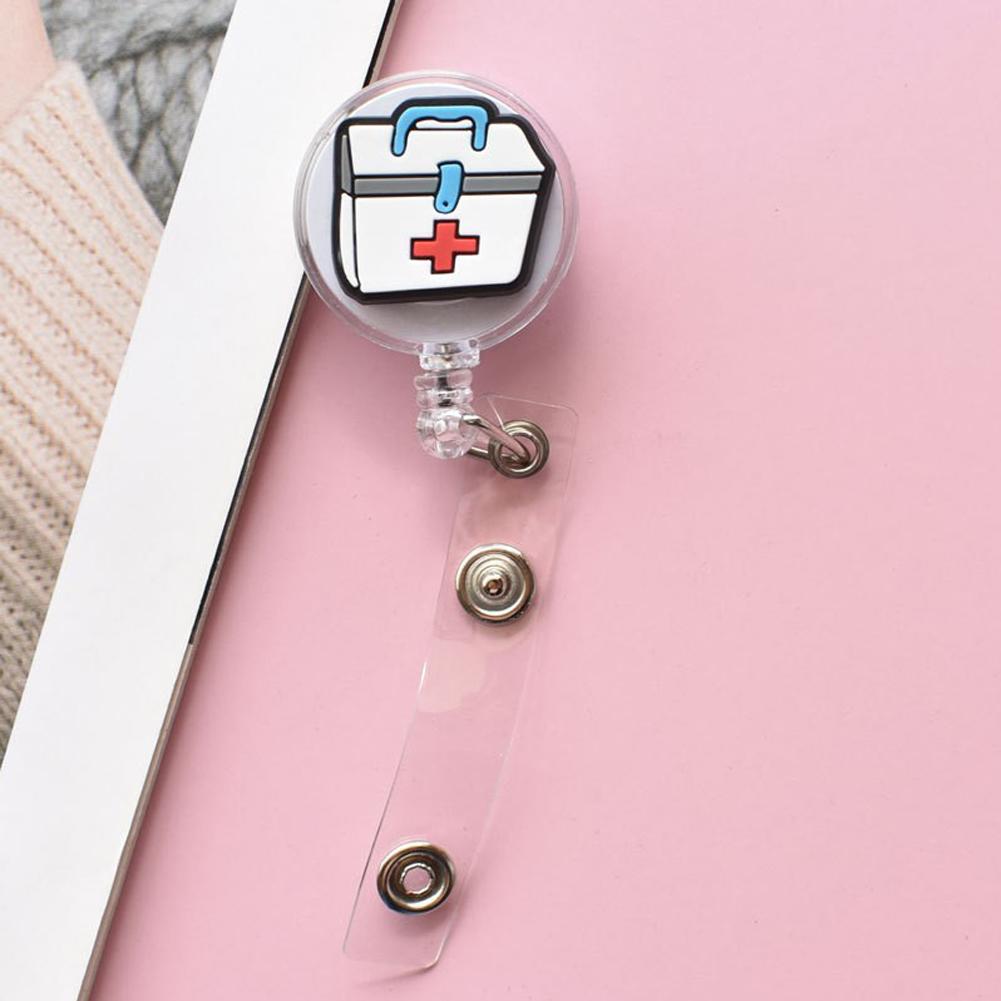 Kreslený navíjecí odznak s klipem, zatahovací ID šňůrka, jmenovka, držák na karty, klip na odznak, kancelářské potřeby pro lékaře a sestry, držák na průkaz
